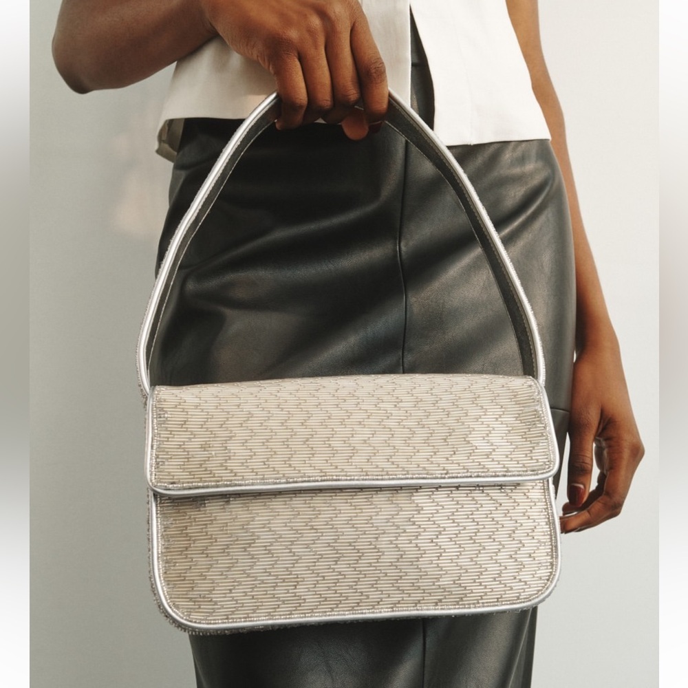 STAUD NEW Tommy Bag - Silver Beaded